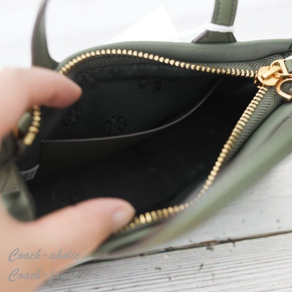 NWT Tory Burch Ella Nylon Mini Tote Crossbody Bag Purse in Palm Leaf Green - Picture 11 of 12